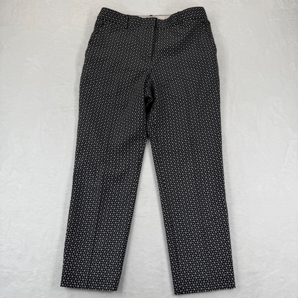 Theory Womens 6 Black White Geometric Star Hexagon Print Slim‎ Ankle Pants USA